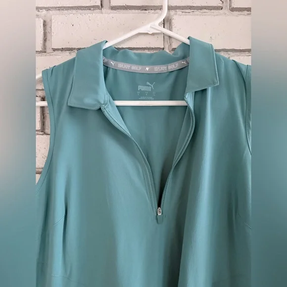 PUMA Golf Dress Women’s Sleeveless Quarter Zip Athletic Performance Teal Active - Picture 2 of 11